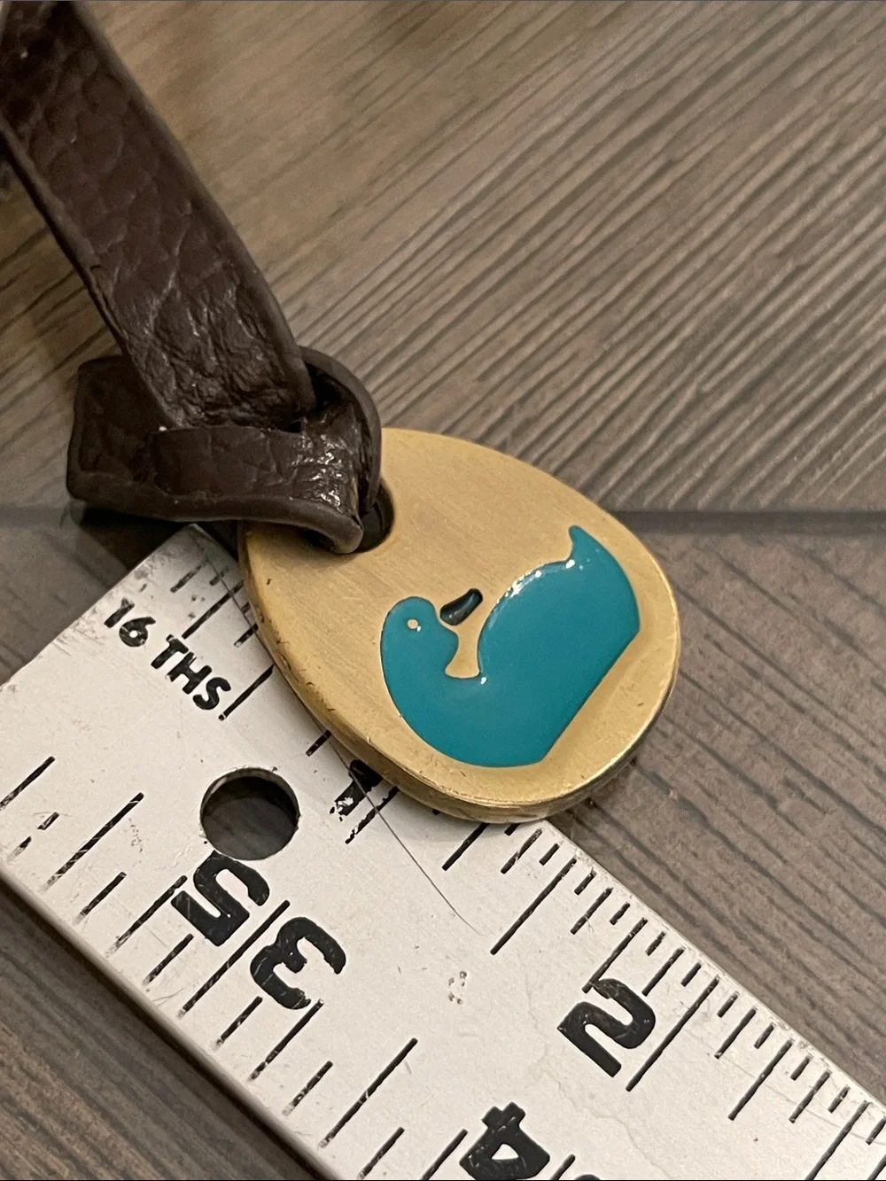 Vintage Antique Brass Dooney & Bourke Hangtag with Turquoise - Teal Duck